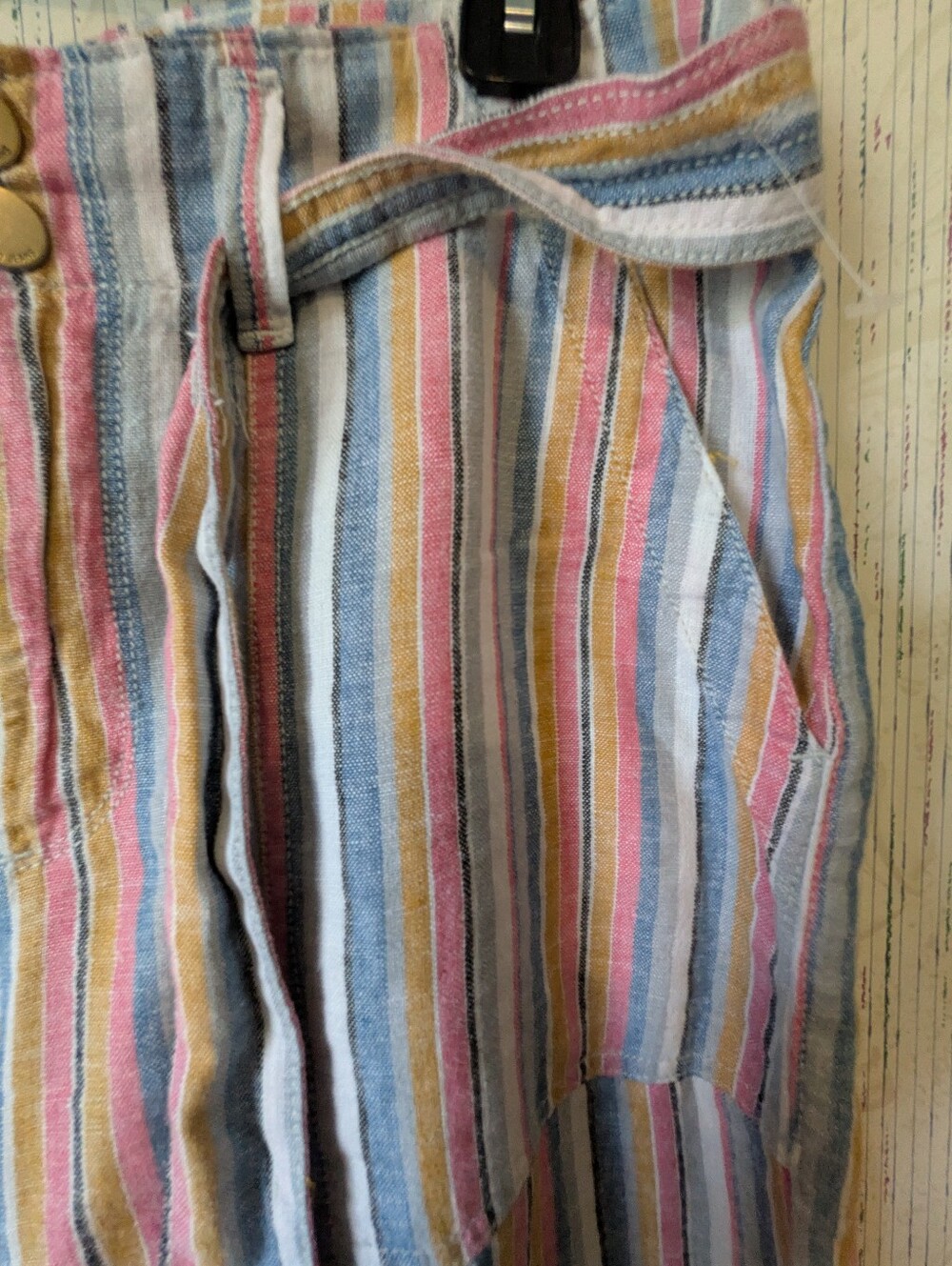 Seven7 Wide Leg Striped Linen Crop Pants - Picture 5 of 10